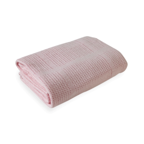 Clair De Lune Soft Cotton Cellular Cot Blanket-Pink