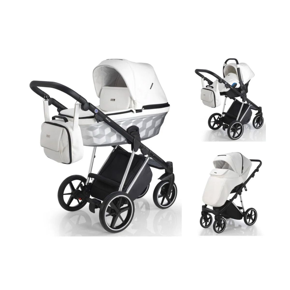 Mee-Go Milano Special Edition3in1 Travel System-White Leatherett