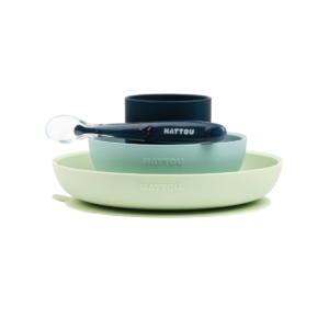 Nattou Silicone-Tableware 4pc Set Green