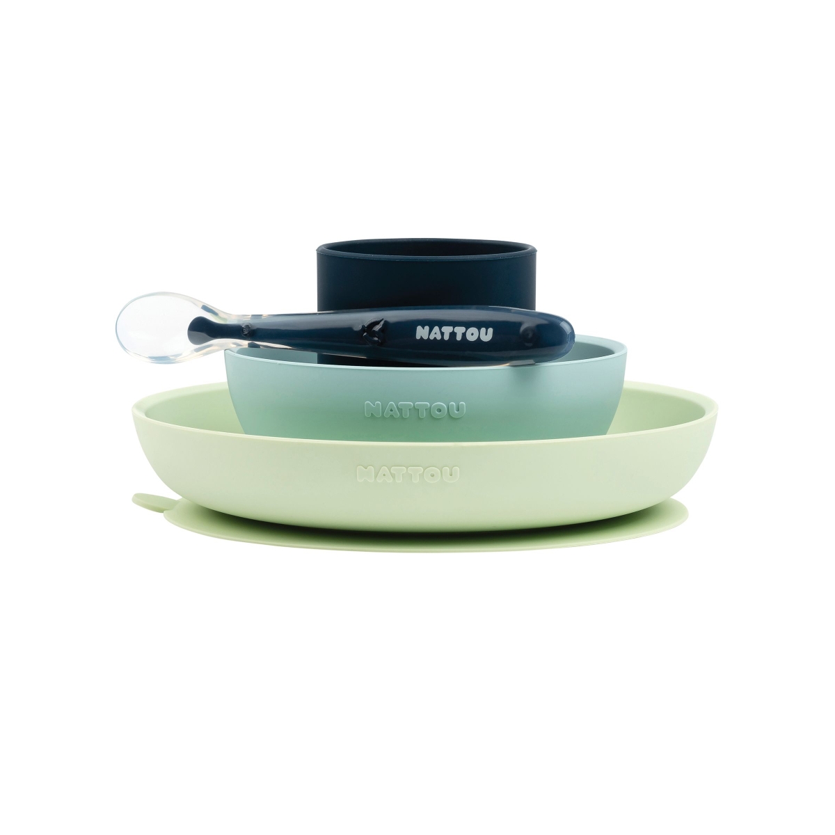 Nattou Silicone-Tableware 4pc Set Green