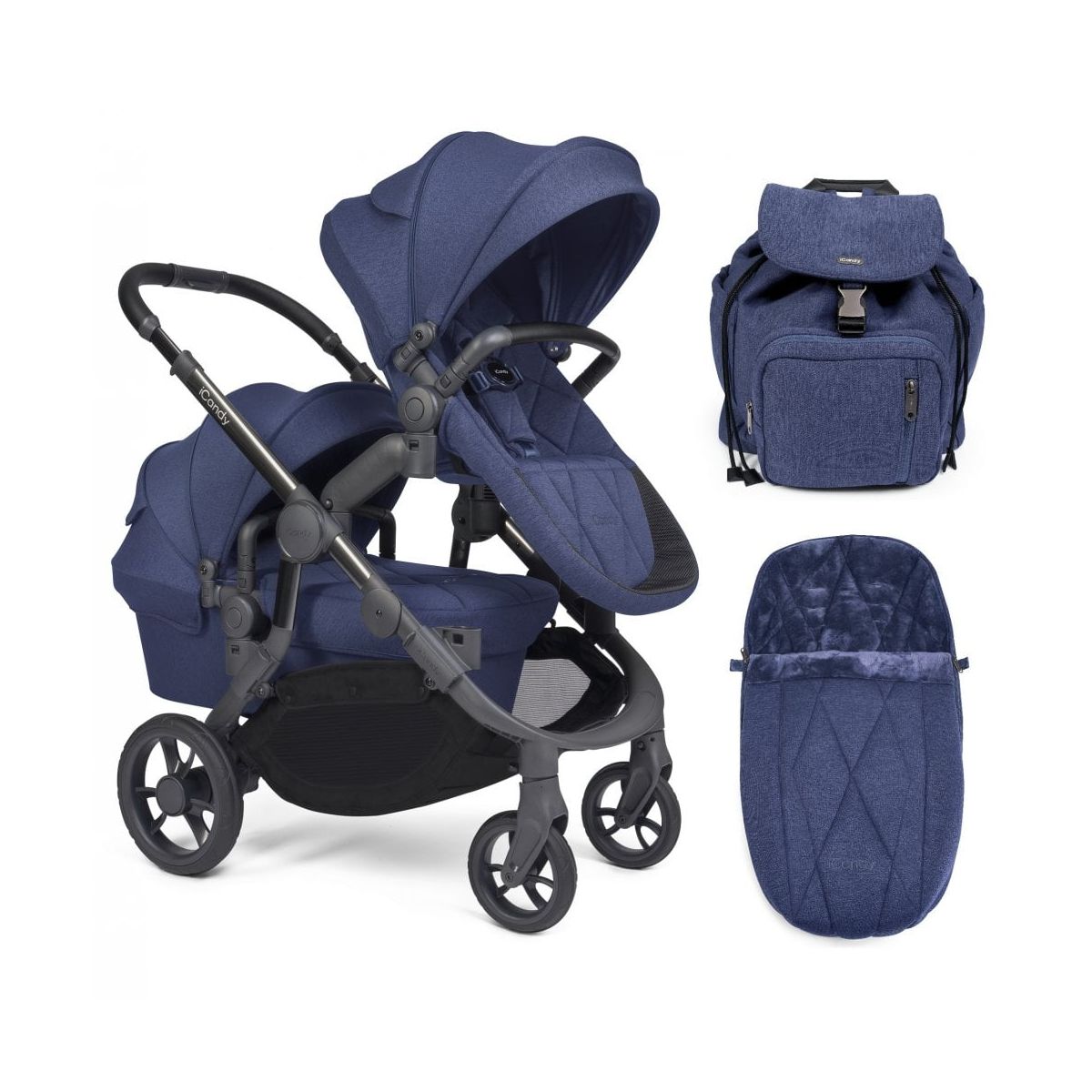 iCandy Orange Double Pushchair - Royal Blue Marl