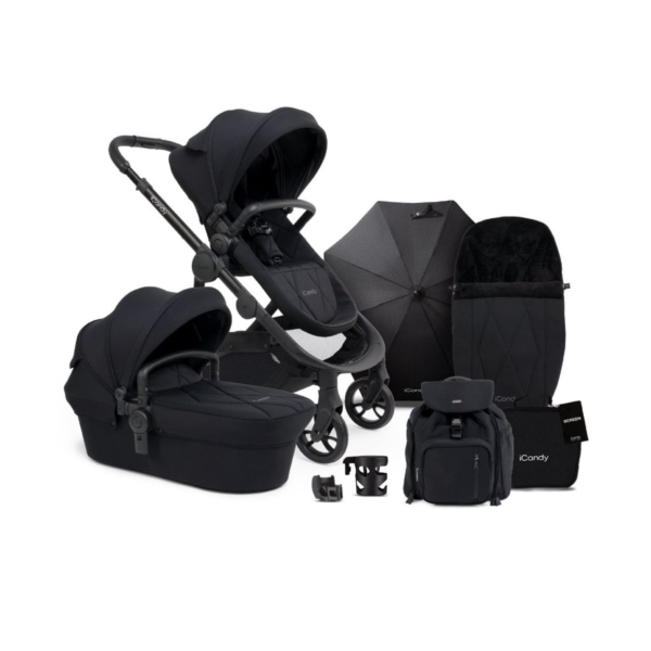 iCandy Orange Pushchair and Carrycot Complete Bundle - Black