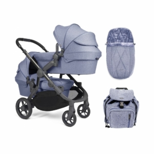 iCandy Orange Twin Pushchair and Carrycot - Mist Blue Marl