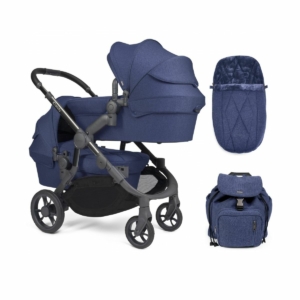 iCandy Orange Twin Pushchair and Carrycot - Royal Blue Marl