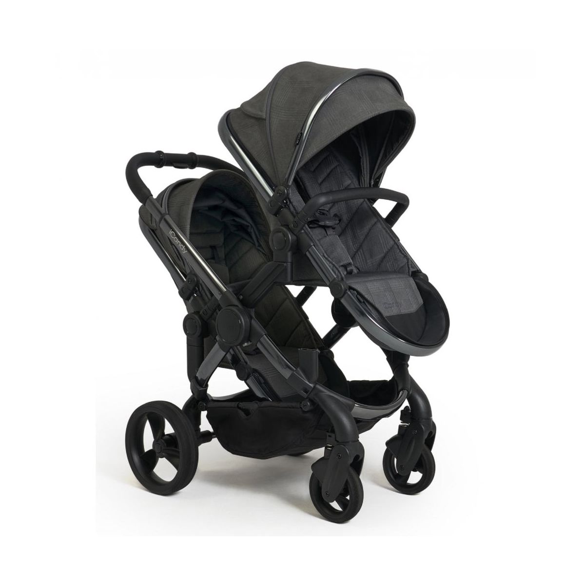 iCandy Peach Double Pushchair-Phantom/Dark Grey Check