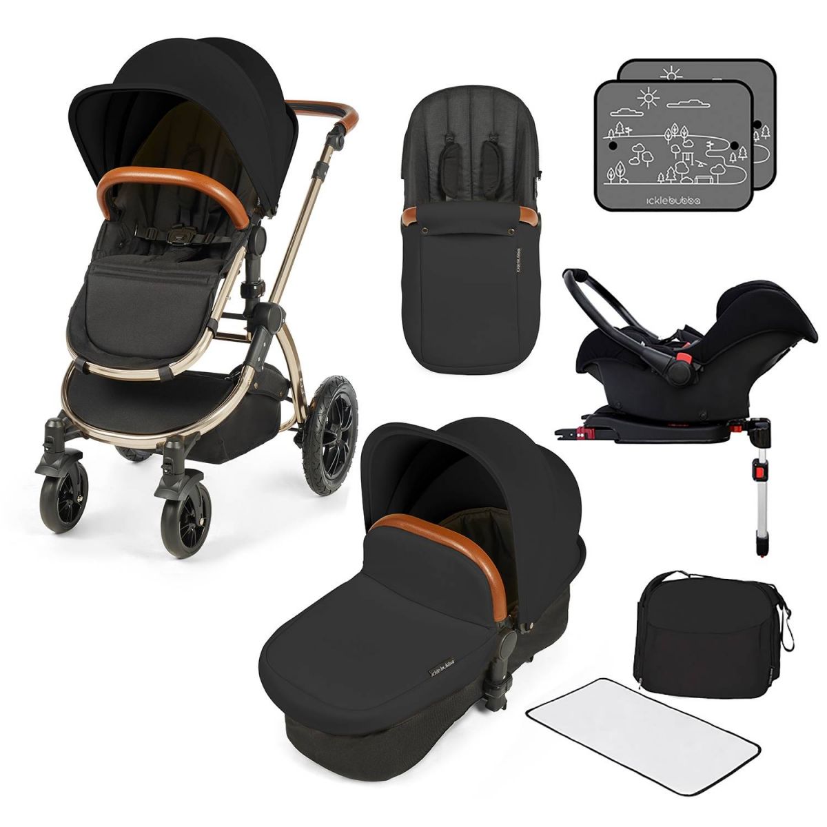 Ickle Bubba Stomp V3 Champagne Frame Travel System With Galaxy C