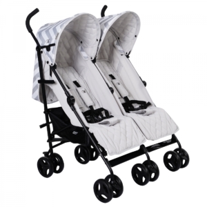My Babiie Billie Faiers MB11 Grey Chevron Twin Stroller (MB11BFG