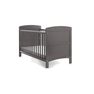 Obaby Grace Cot Bed & Fibre Mattress-Taupe Grey