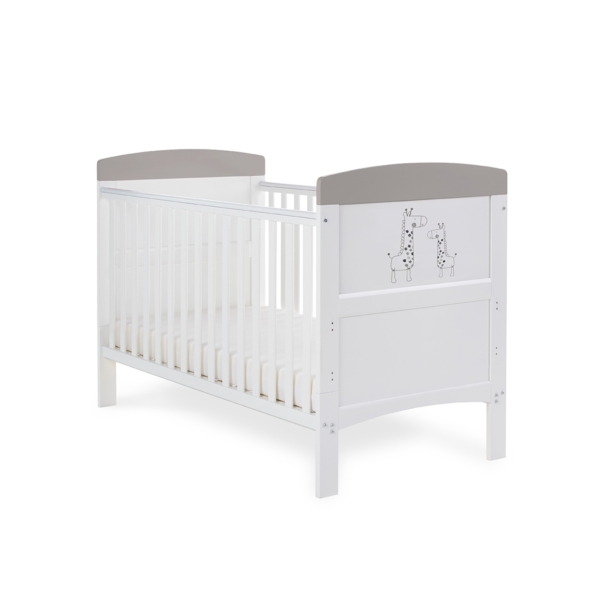 Obaby Grace Inspire Cotbed Rainbow Mummy & Me Giraffe-Grey