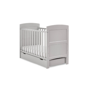 Obaby Grace Mini Cot Bed & Under Drawer-Warm Grey