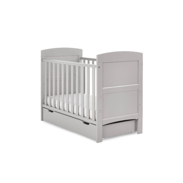Obaby Grace Mini Cot Bed & Under Drawer-Warm Grey