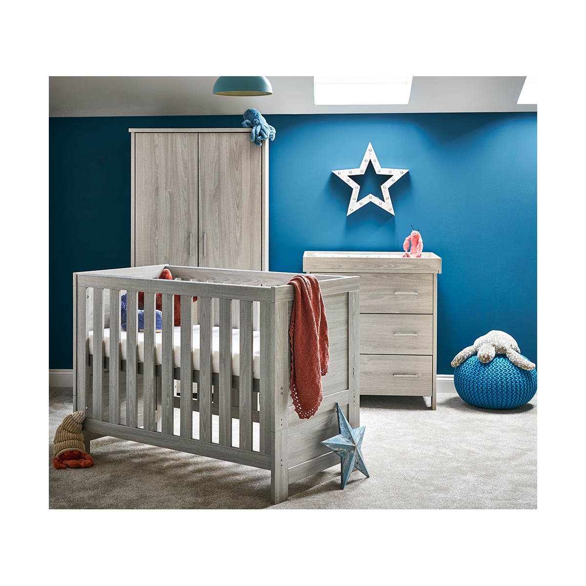 Obaby Nika Mini 3 Piece Room Set-Grey Wash