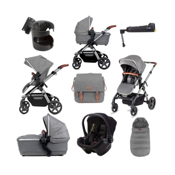 Silver Cross Wave 21 12 Piece Dream & I-Size Base Bundle-Zinc