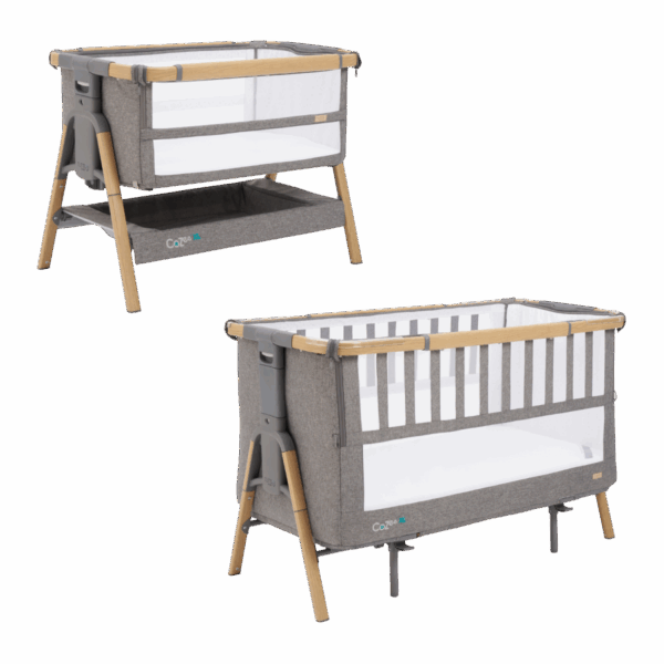 Tutti Bambini Cozee XL Bedside Crib & Cot Bundle-Oak/Charcoal
