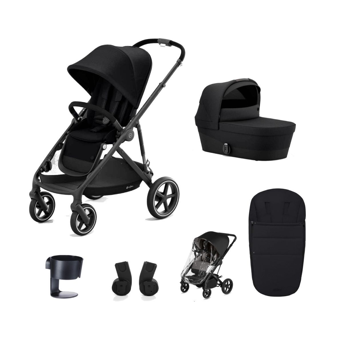 Cybex Gazelle S Black Frame 6 Piece Bundle-Black