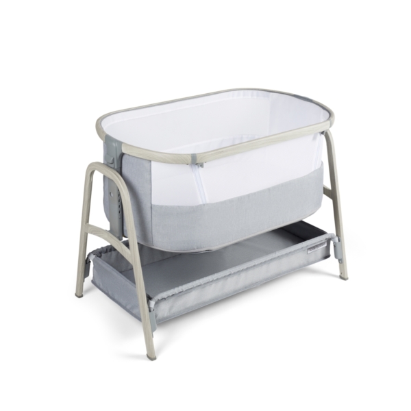 Ickle Bubba Bubba&Me Bedside Crib With Mattress-Ash Grey
