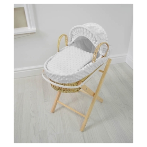 Kiddies Kingdom Dolls Moses Basket-Dimple White With Folding Sta
