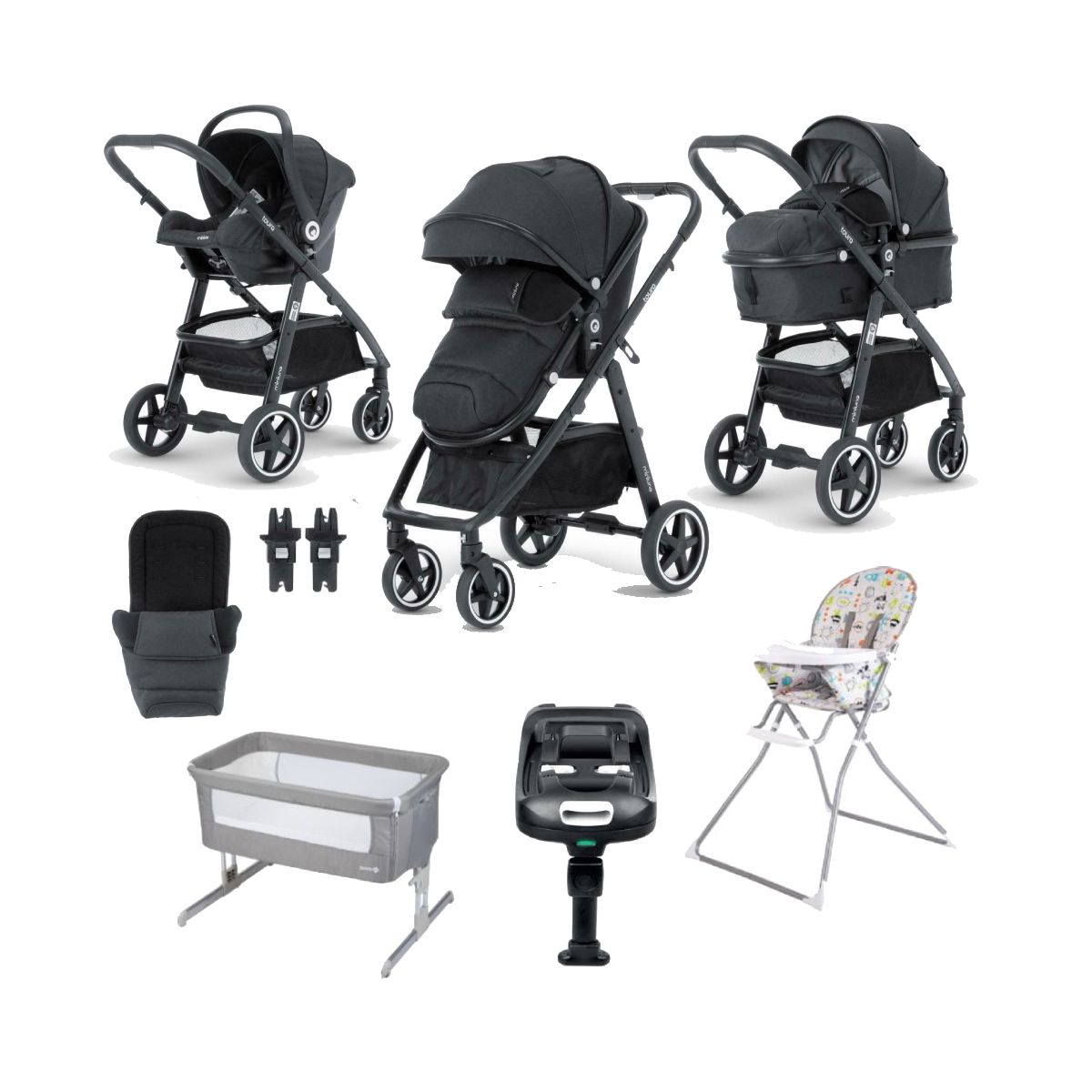 Miniuno Toura 10pc Newborn Bundle-Black Herringbone