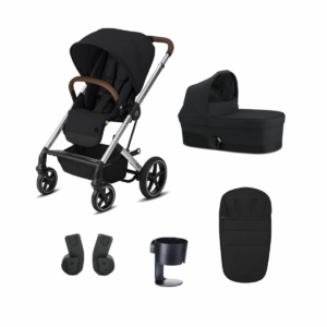 Cybex Balios S Lux Silver Frame 6 Piece Bundle-Deep Black