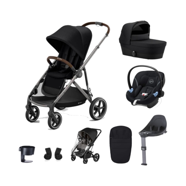 Cybex Gazelle S Silver Frame 8 Piece Bundle-Deep Black