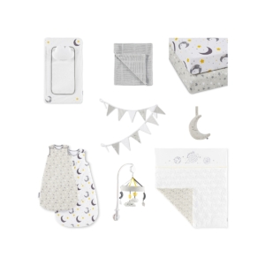 Ickle Bubba Cosmic Aura 10 Piece Nursery Starter Bundle-Grey