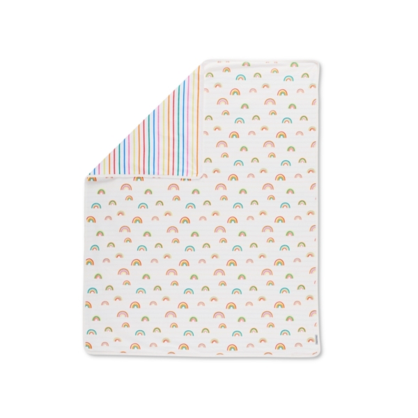 Ickle Bubba Rainbow Dream 100% Cotton Reversible Blanket-Multico