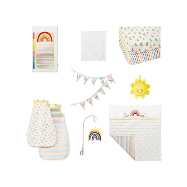 Ickle Bubba Rainbow Dreams 10 Piece Nursery Starter Bundle-Multi