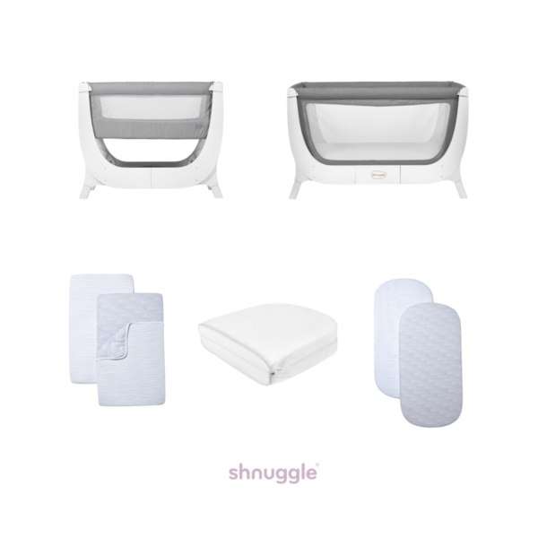Shnuggle Air Crib & Cot Bundle-Grey