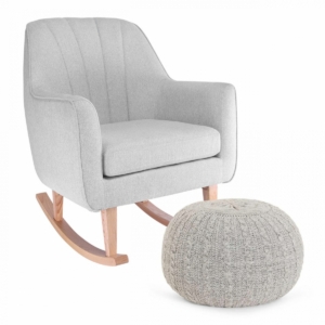Tutti Bambini Noah Rocking Chair & Pouffe Set-Pebble