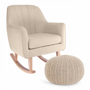 Tutti Bambini Noah Rocking Chair & Pouffe Set-Stone
