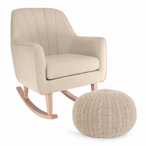 Tutti Bambini Noah Rocking Chair & Pouffe Set-Stone