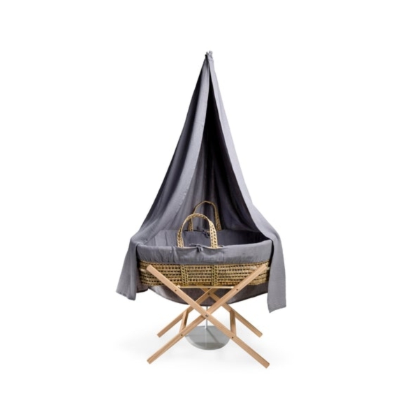 Clair De Lune Muslin 6 Piece Palm Moses Basket & Drape Starter S
