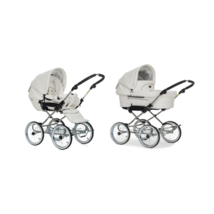 Emmaljunga Mondial 2in1 Pram System With Chrome Chassis-White Le