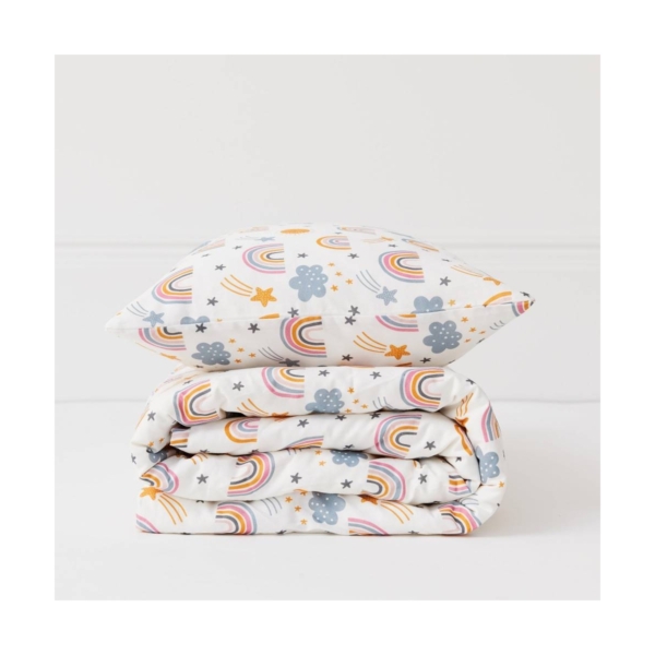 Kabode Cot Bed Duvet Cover & Pillowcase-Rainbow
