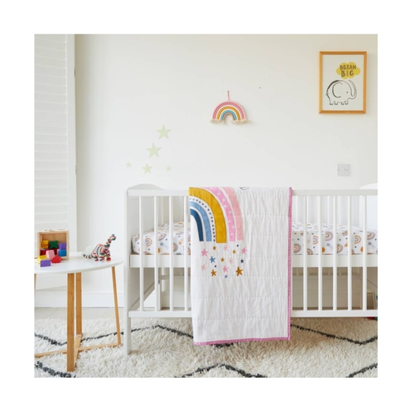 Kabode Cot & Cot Bed Quilted Blanket-Rainbow