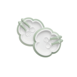 BABYBJÖRN Pack of 2 Baby Plate, Spoon and Fork-Powder Green