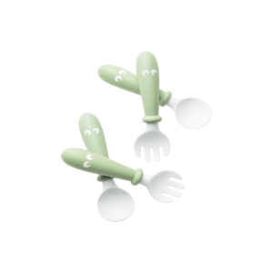 BABYBJÖRN Pack of 4 Baby Spoon and Fork-Powder Green