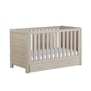 Babymore Luno Cot Bed with Under Drawer-Oak