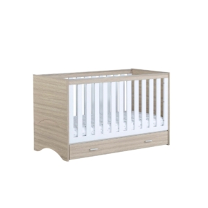 Babymore Veni Cot Bed with Drawer-White/Oak