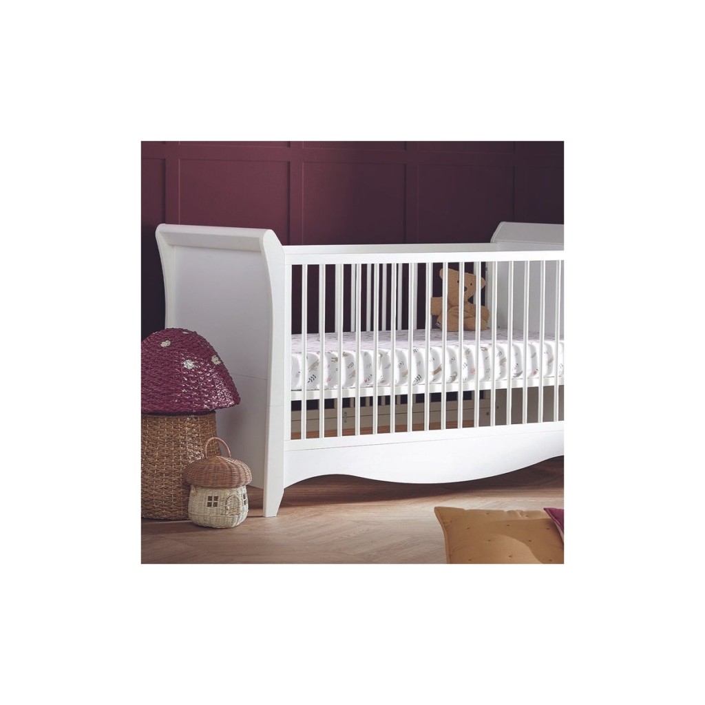 CuddleCo Clara Sleigh Cot BedWhite (New 2022) Everything Baby