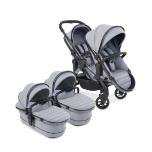 iCandy Peach 7 Twin Stroller Bundle-Phantom/Light Grey