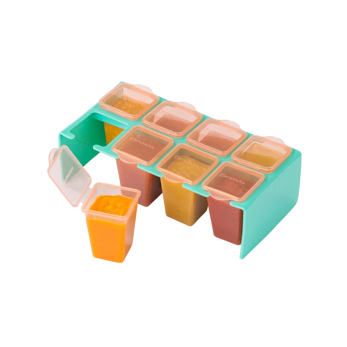 ClevaMama Baby Food Containers ClevaPortions™-Orange/Green (Ne