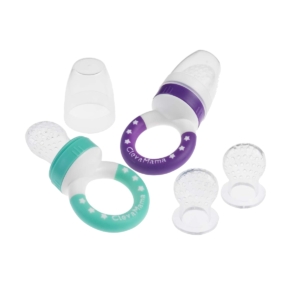 ClevaMama ClevaFeed™ Twin Pack Baby Fruit Feeder-Green/Purple