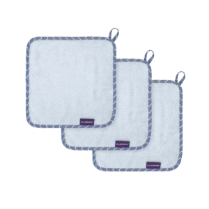 ClevaMama Pack of 3 Bamboo Baby Washcloth-Blue (New 2022)
