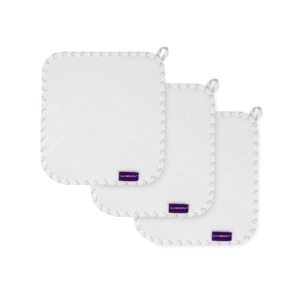 ClevaMama Pack of 3 Bamboo Baby Washcloth-White and Grey (New 20