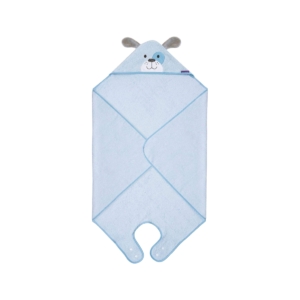 ClevaMama Patch the Puppy Bamboo Apron Baby Bath Towel-Blue (New