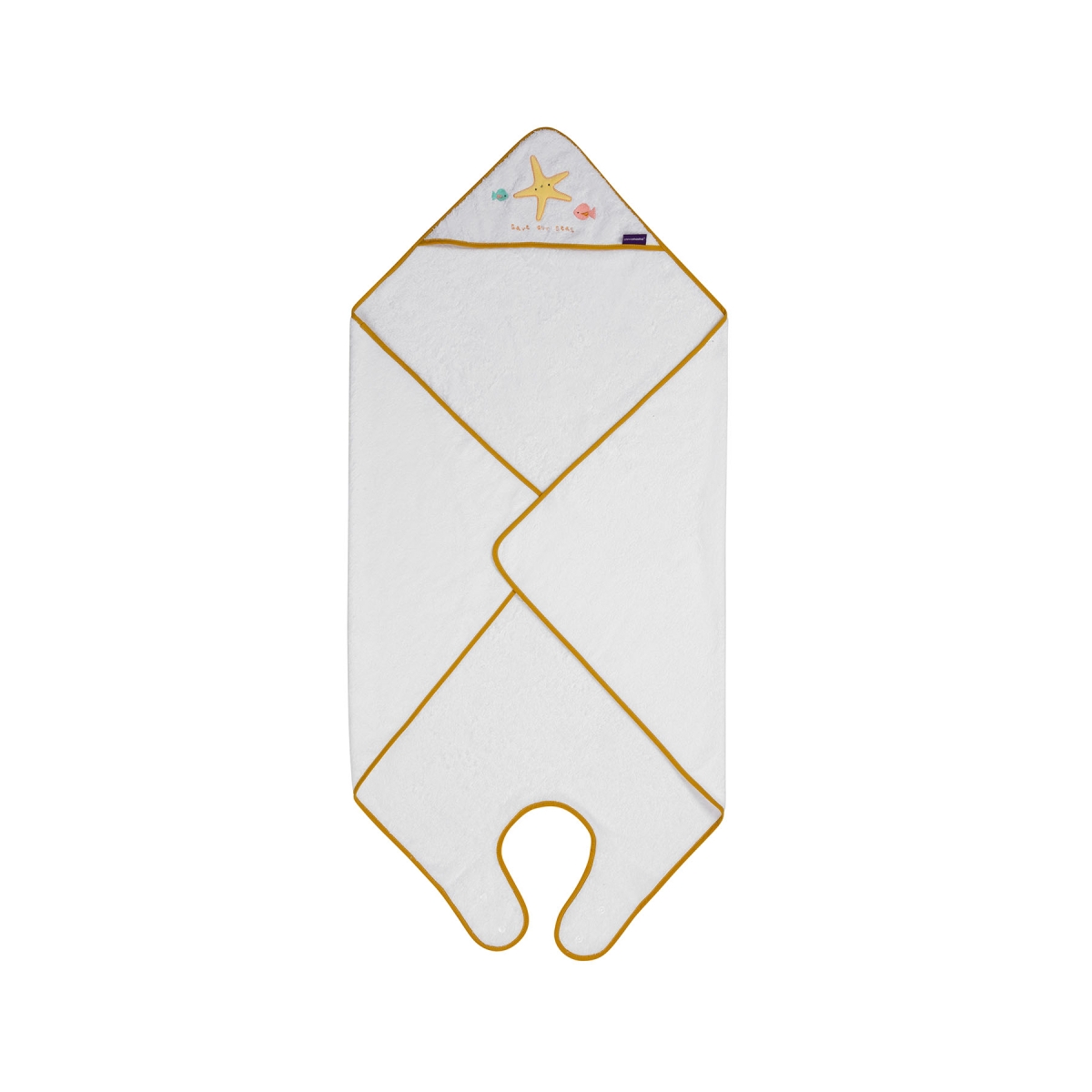 ClevaMama Soft Cotton Apron Baby Bath Towel-White/Honey (New 202