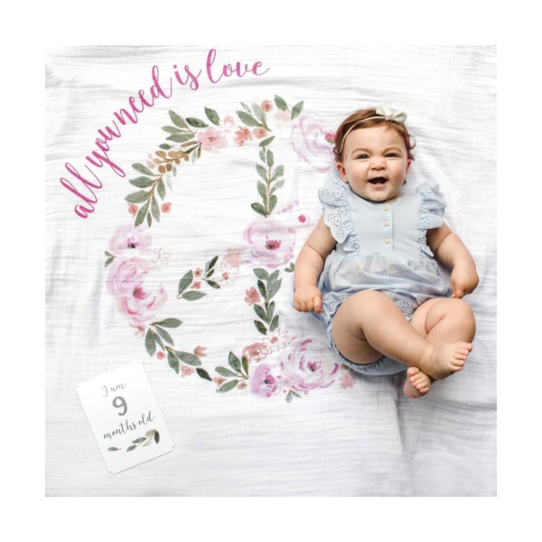 Lulujo Milestone Swaddle and Card Set-All You need I love
