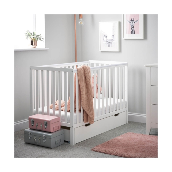 Obaby Bantam Cot & Under Drawer-White