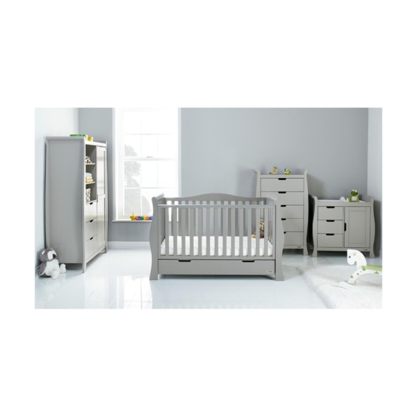 Obaby Stamford Luxe Sleigh 4 Piece Room Set-Warm Grey